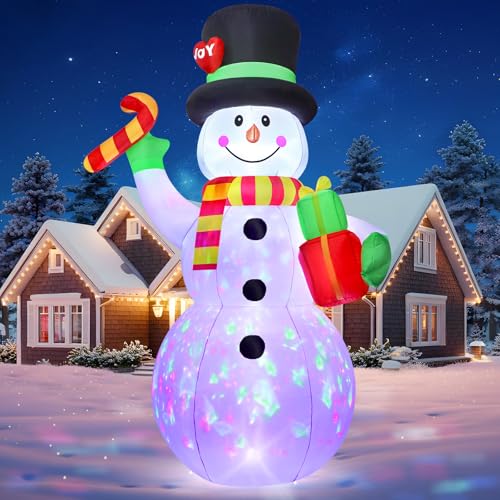 2,13 m Aufblasbarer Schneemann mit Rotierenden Bunten LED-Lichtern |...