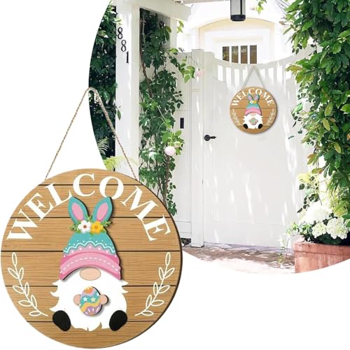 Letrero de para puerta delantera con gnomos de temporada para pared 4