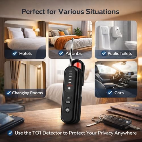 Image of Casaquin T01 Smart Hidden Device Detector & GPS Signal Scanner | Anti-Spy Bugging Scanner for Indoor /Outdoor Privacy Protection | Sound & LED Alert | Privacy Device for Home, Hotel, Travel - Black