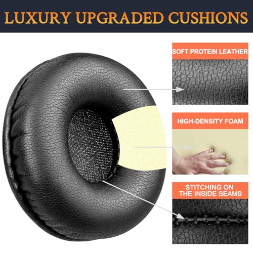 SOULWIT 50mm Earpads para auriculares Logitech H570e/H650e/H820e, Almohadillas con cuero de proteína suave, espuma de alta densidad, mayor grosor - Negro miniatura 3