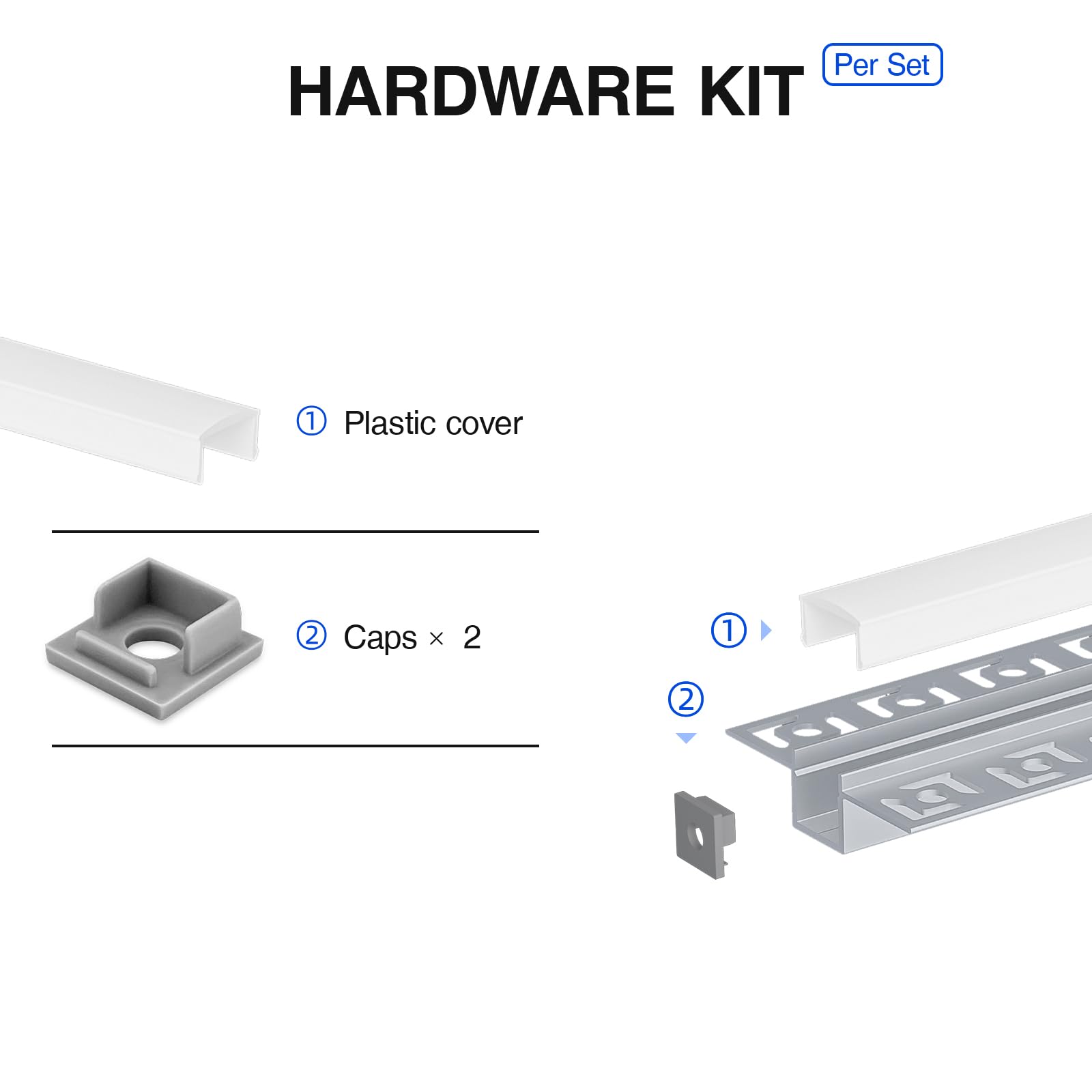HOOLED 10 x Profilo Alluminio per Strisce Led da 2 METRI Rettangolari in Alluminio (20m) Copertura Opaca - Ingombro max 12,6 mm - Dimensioni 15,4 x 14,9 mm (alette 55,5mm)