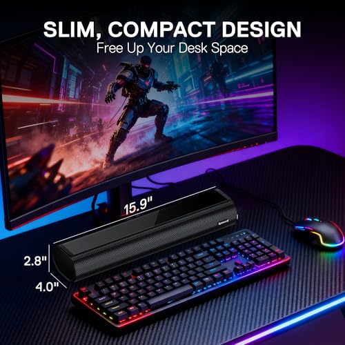 Redragon GS821 Computer Soundbar - Hi-Fi Stereo PC Lautsprecher mit BT 5.3, Optischer/HDMI ARC/AUX/USB Anschluss, 3 EQ Modi, Inklusive Fernbedienung, Gaming Lautsprecher für PC, Laptop und Tablet – Bild 7