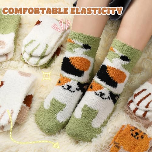 Image of Loritta 6 Pairs Womens Fuzzy Socks, Winter Warm Fluffy Slipper Socks