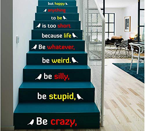 Image of CVANU Letters Wall Decor Stickers Stair Decals Quotes Stairway Decals Quote Steps Vinyl Stickers Lettering Family Staircase Decal Multicolor (Stairs-pg 43)