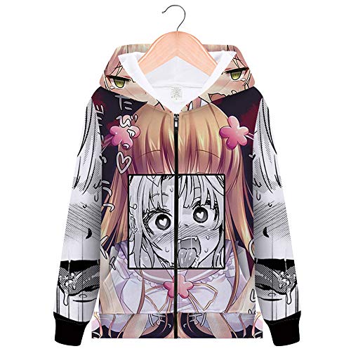 My Sky Unisex 3D Printed Ahego Hoodies Drawstring Pockets Hoodie Sweatshirts Pullover (Ahegao Zip up 2, X-Large)