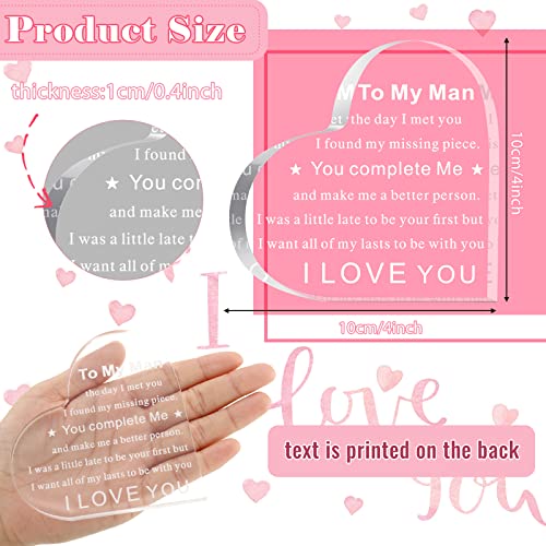 Yulejo To My Man Gift For Him Acrylic Anniversary Birthday Gifts For Boyfriend I Love You Gift For Him Fiance Husband Keepsake For Groom Engagement Wedding Christmas Father's Day (Heart Style) #TOP2