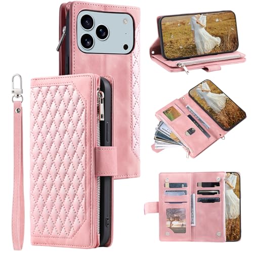 Étui portefeuille Pro Max antichoc rose doré pour ne plus rien perdre