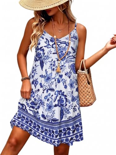 Image of Womens Spaghetti Strap Dress Summer Dresses Beach Pocket Casual Sundresses
