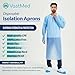 10 Pcs Dental Disposable Isolation Aprons by Vastmed | PPE Disposable Medical Gowns with Thumb Loops Back Coverage Double Tie Closure | One Size Fits All Dental Gown | Blue