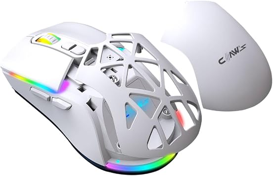Claw's Nexus Air Wireless 10000 Dpi Pixart PMW3325 Sensor RGB Wireless Gaming Mouse with Macro Software & Interchangeable Cover - White