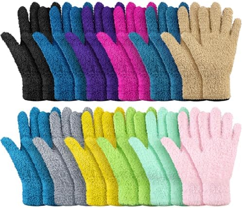 Geyoga 12 Pairs Microfiber Dusting Gloves Household Dusting Cleaning Glove Washable Plant Dusting Mittens - Thumbnail 2