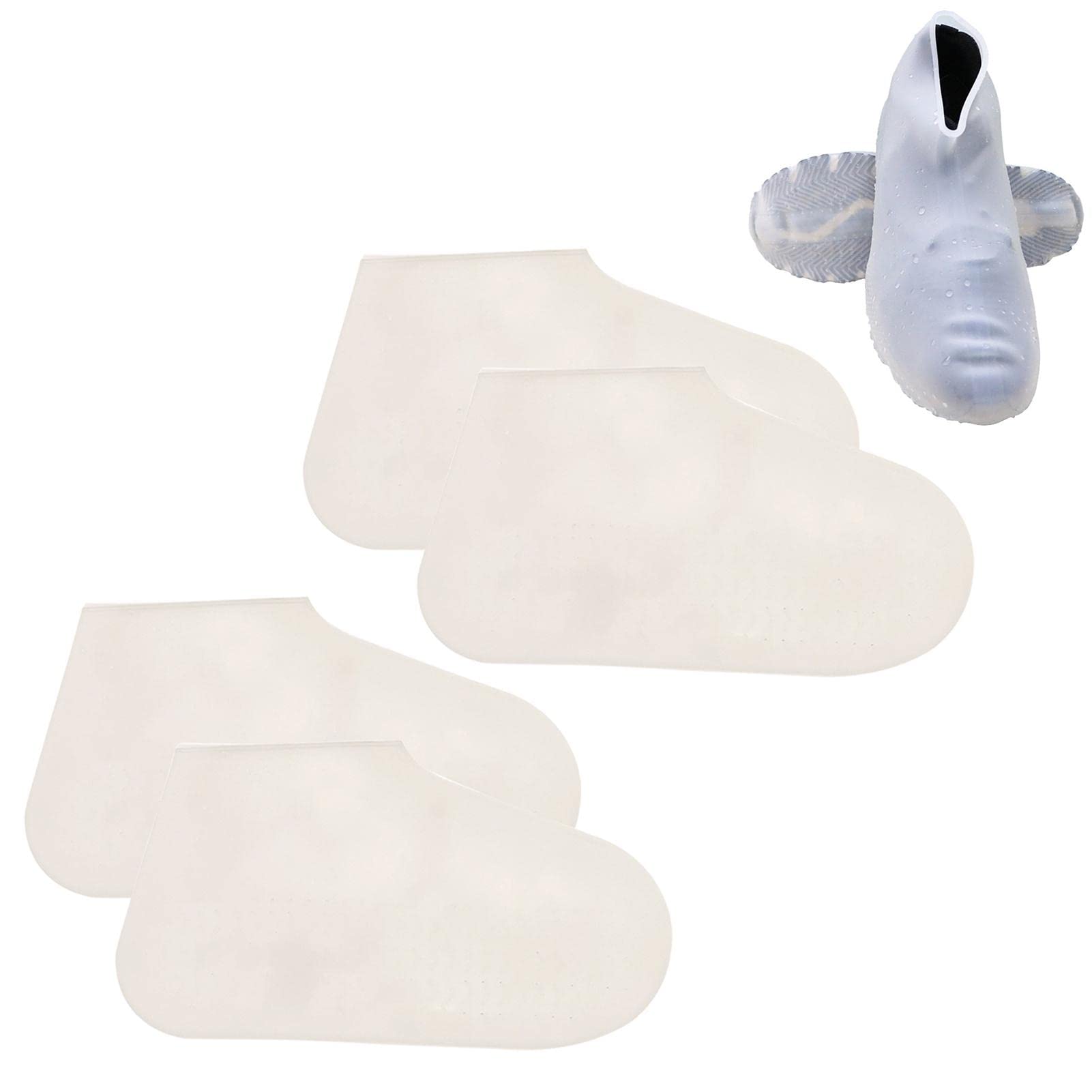 Ssiyiya2pairs Reusable Shoe Covers for Men Women, Waterproof Silicone Shoes Protectors Cover for Rainy, Nonslip Overshoes Boot Covers to Prevent Rain Into Shoes(clear, M-size for EU 34-37)