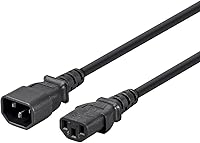 Vista 11 de Monoprice Cable de extensión de 3 clavijas, IEC 60320 C14 a IEC 60320 C13, 10 amperios, 125 voltios, 18 AWG, 15 pies, color negro