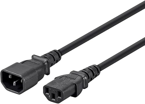 Miniatura 11 de Monoprice Cable de extensión de 3 clavijas, IEC 60320 C14 a IEC 60320 C13, 10 amperios, 125 voltios, 18 AWG, 15 pies, color negro