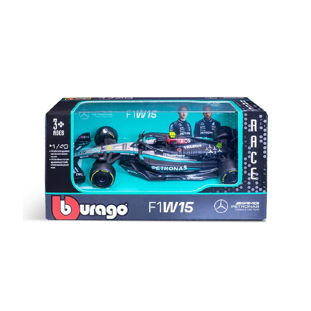 Bburago F1 Formula 1 MERCEDES AMG W15 (2024) - HAMILTON - 1:43 Scale - Incredibly Detailed Die-Cast Replica Collectible Race Car Model, Multiple Colours
