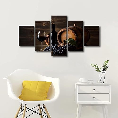 Miniatura 2 de Imágenes de pared para sala de estar, pintura de copa de vino tinto, bebidas alcohólicas, 5 paneles, lienzo, arte de pared, pósteres e impresiones,