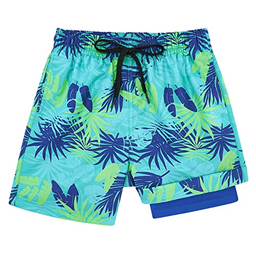 Cozople Boys Swim Trunks with Boxer Brief Liner Compression Swimwear Quick Dry Swim Shorts Bathing Suits 7-20 Years