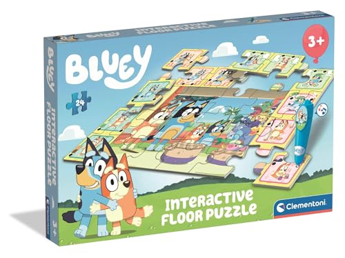 Clementoni - Puzzle Interactivo de Bluey para Suelo - 24 Piezas, Pen Interativa, Desarrollo Autonomía y Concentración, 3+ Años, 62x42 cm, 16689