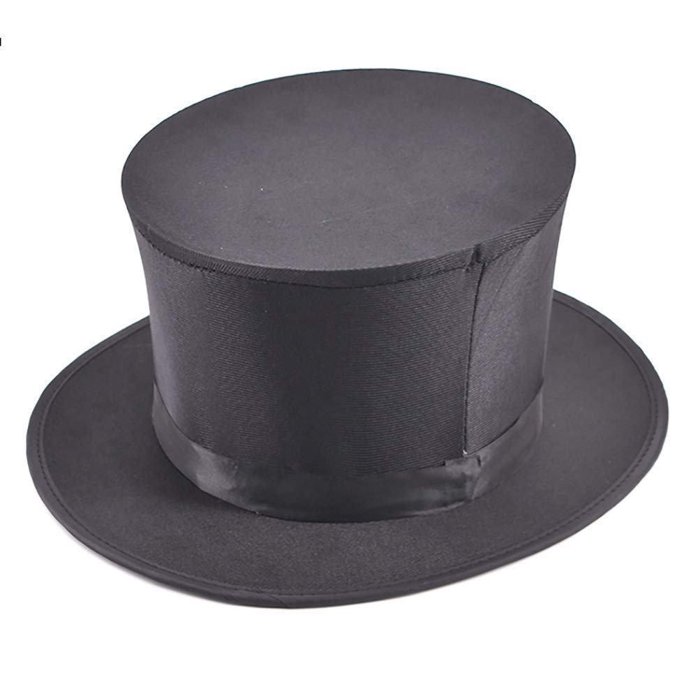 OURPAPA Folding Top Hat Magician Collapsible Black Top Spring Hat Magic Trick Essential Prop Stage Magic Gimmick Magician Accessories