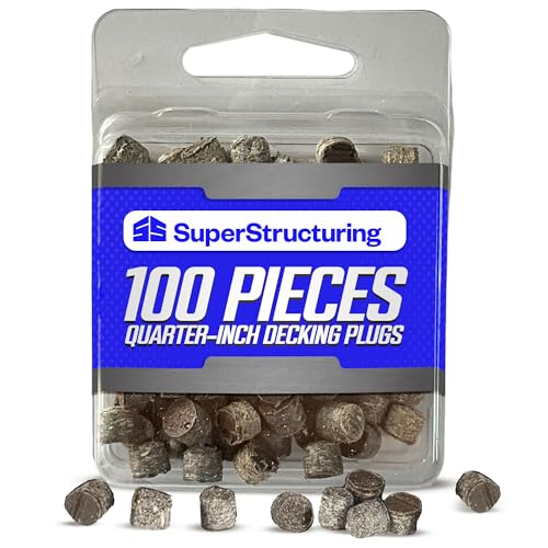 SuperStructuring Plugs for Decking - 1/4 Trex Composite Decking Wood Plugs Weather-Resistant UV Protection Hole Covers for Outdoor Home Improvement & Repair - Enhance Naturals Rocky Harbor 100-Pc