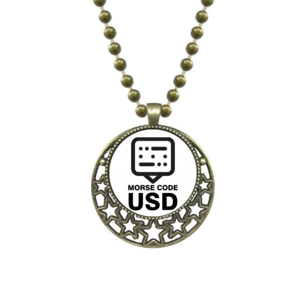 Morse Cryptographic Understanding Point-Line Representation Pendant Star Necklace Moon Chain Jewelry