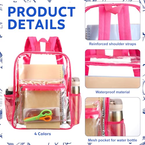 36 Pack Clear Backpacks Bulk - Heavy Duty Transparent See Through Bookbags with Lunch Bags and Pencil Pouch for Stadium Sport Work Travel3