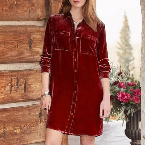 Robe chemise velours uni : la solution pour rester chic en hiver