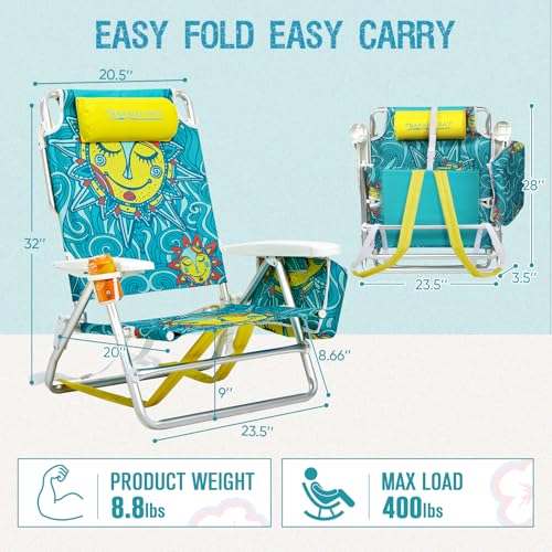Old Bahama Bay Silla de Playa Plegable Ligera de Aluminio con 5 Posiciones de Reclinación, Soporte para Adultos, Capacidad de 400 LBS, con Bolsa Térmica miniatura 3