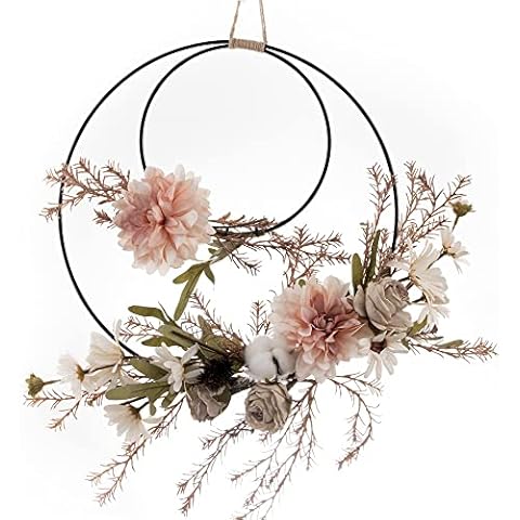 Dloapesy Floral Hoop Wreath with Eucalyptus Cover