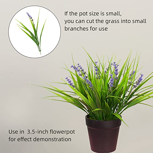 alyptus 12 Bundles Artificial Plants Outdoor Fake Monkey Grass with Flowers for Pot UV Resistant Plant Decor for Window Garden Patio Hanging Planter Pathway Front Porch (Grass with Flowers) - Image 5