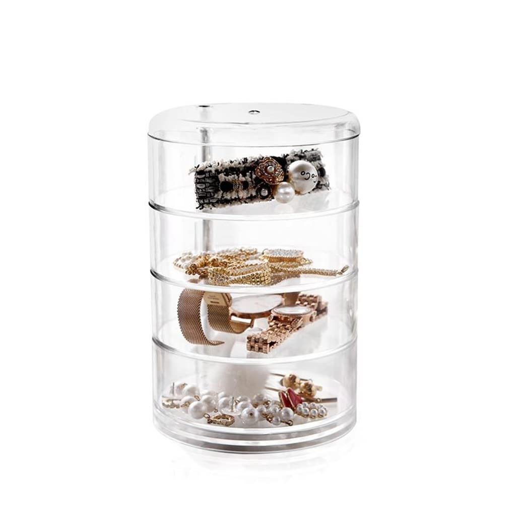 Organizador de cosméticos con tapa, caja de cosméticos de escritorio, estante de joyería, caja de cosméticos (D como se muestra) Stabilize