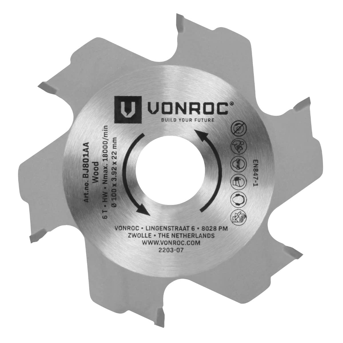 VONROC Lame de Fraiseuse Lamello 100x22mm | Compatible avec VONROC BJ501AC et Fraiseuses Universelles | Découpes Précises pour Lamellos 0, 10, 20