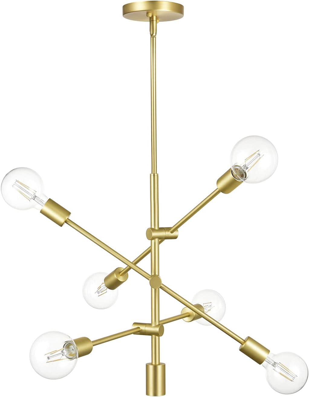 Linea di Liara Stella Medium Brushed Nickel Sputnik Light Fixture Mid Century Modern Chandelier Light Fixtures Ceiling Sputnik Pendant Lighting Starburst Chandelier, UL Listed