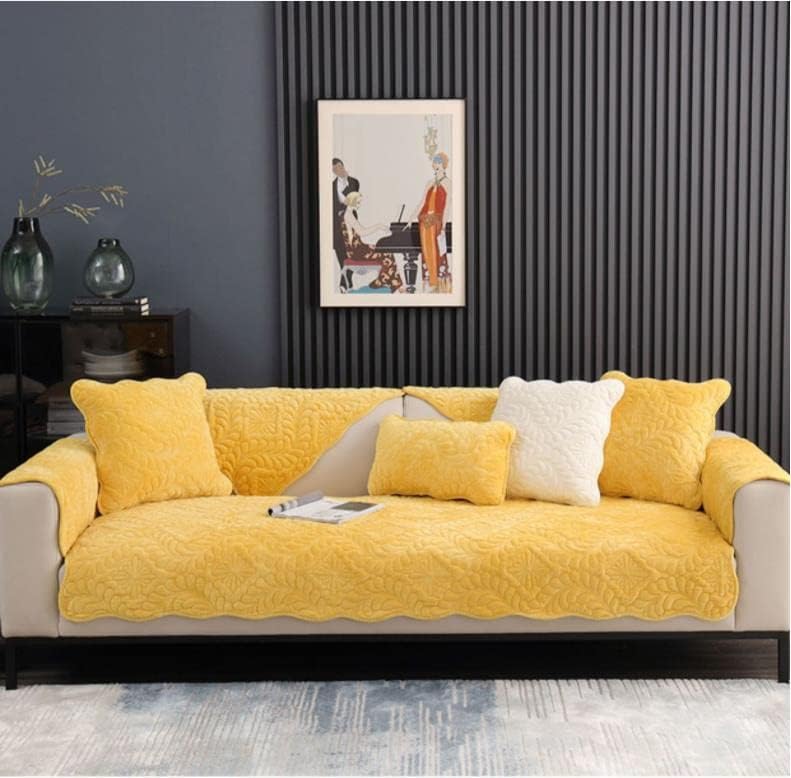 LUBOSE Velvet Sofa Covers, Washable Sofa Cover Protectors, Plush Sofa Covers, Sofa Protectors, Sofa Towels, Sofa Blankets(70 * 90cm, Yellow A)