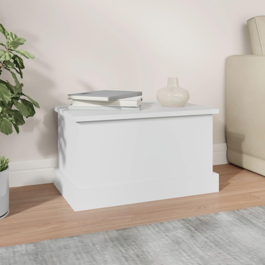 Aufbewahrungsbox Holzwerkstoff 50 x 30 x 28 cm Weiß mit Deckel – Stabile Ordnungsbox für Wohnzimmer und Büro