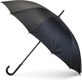 Best House | Large Stick Umbrella | Windproof and Rainproof | J Hook Handle Portable Lightweight for Men and Women Black