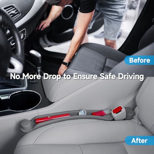 Image of Givifive Car Seat Gap Filler Set of 2, 3IN1 Seat Side Gap Filler Plug with Storage Slot & Hook Function, Soft Foam Universal Fit Car SUV Truck Fill Gap Between Seats Console Organizer(Standard Gray)