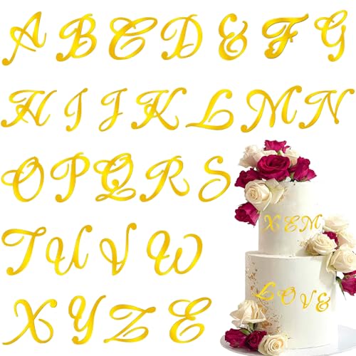Gold Acrylic Alphabet Cake Topper - DIY Personalized Name Cake