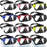 Avenuebool 12 Pcs Snorkeling Goggles for Adults Scuba Diving Mask Anti Fog Dive Mask Snorkeling Gear for Men Women Panoramic Swimming Goggles with Nose Cover for Diving, Swimming