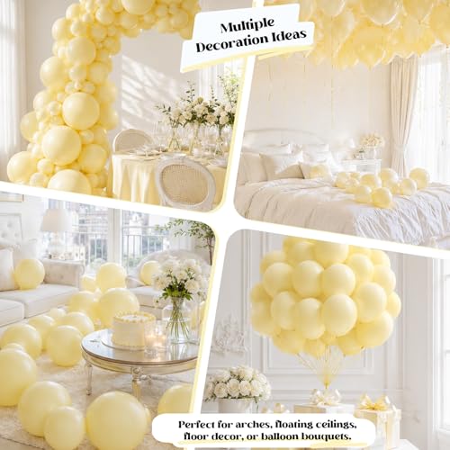 Image of Togvu Pastel Yellow Balloons, 50Pack 12 Inch Light Pale Yellow Latex Party Balloons for Birthday Wedding Baby Shower Sunflower Easter Party Decorations Supplies