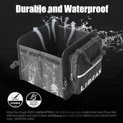 Image of LIBZAKI Car Trunk Storage Organizer, Collapsible Trunk Storage Box for Car Truck SUV-Black