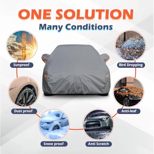 Image of Coverlex All-Weather Car Cover Custom Fit for BMW 3 Series 2012-2026 | 320i, 328i, 330i, 330e, 335i, 340i, Waterproof, Heavy Duty, Cotton Liner, Paint Protection, Rain Snow UV Proof, Door Zipper