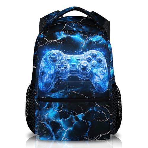 Kids Backpacks, Boys Bookbag, 17 Inch Colorful Blue Gamer Backpack for Teen Boys, Cool Leisure Schoolbag Gift for Travel, Work School Vacation