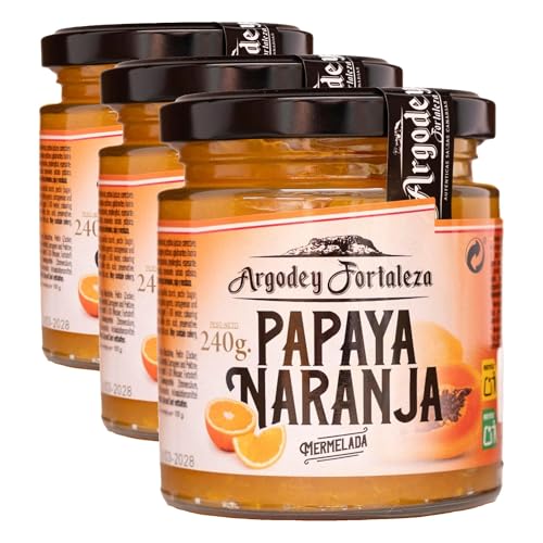 Argodey Fortaleza Mermelada de Papaya y Naranja 240g | Perfecta para Repostería, Pasteles y Yogures | Ideal para Acompañar Carnes, Tostadas, Quesos a la Parrilla y Pan | Sabor Exótico y Natural