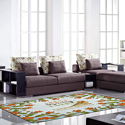 Tapis pour terrasse lavable en polyester rouge motif fleurs