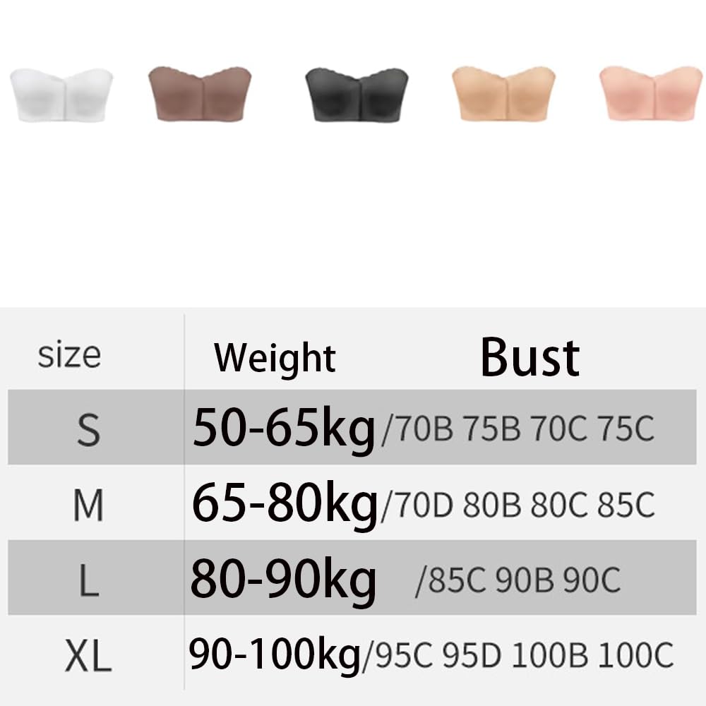 Surpassdo Seamless Front Closure Strapless Bandeau Bra, Non-Slip Ultimate Wavy Edge Comfort Support Bralette