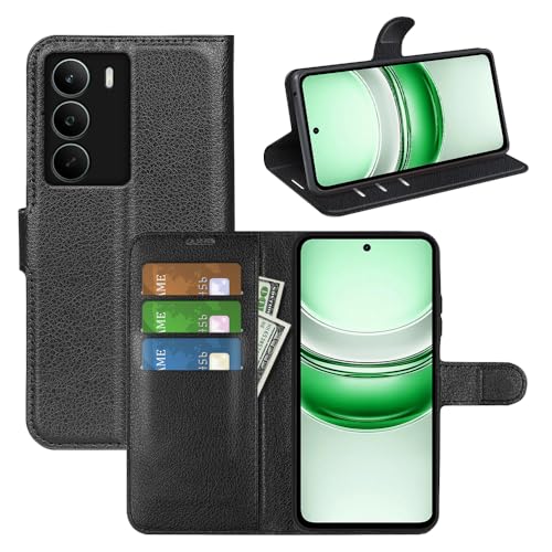 BOCTECH Funda para Realme C71, Carcasa con Tapa Flip Case Libro de Cuero PU Piel y Silicona Suave Cartera Cover Antigolpes con Cierre Magnético, Ranura para Tarjeta y Soporte, Negro