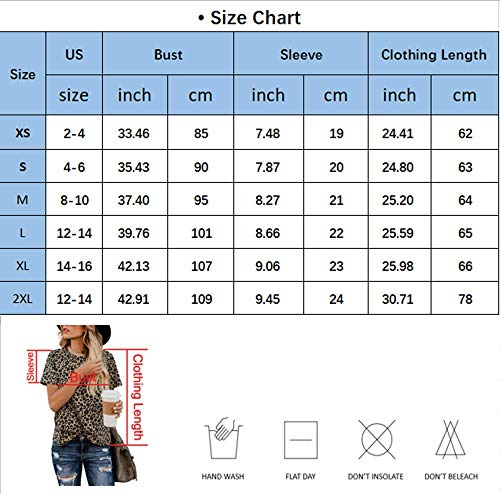 Yidarton Women's T Shirt Leopard Print Tops Short Sleeve Casual Cotton Round Neck Cute Blouse (A-Leopard01, Medium)