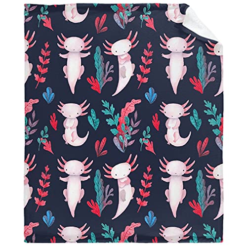 Ksitigarbha Cute Axolotl Flannel Blanket Super Soft and Warm for Household,Bed Blankets Cozy, Shaggy, Lightweight for Couch Bed Sofa 60x50 inch for Teens
