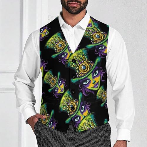 Mardi And Gras Men's Suit Vests Business Formal Dress Vest V-Neck Waistcoat for Wedding Casual2